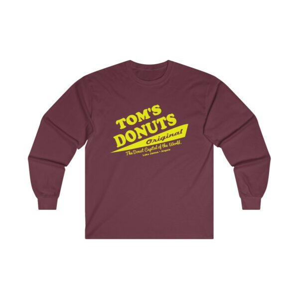 Tom's Donuts Unisex Ultra Cotton Long Sleeve Tee Yellow Logo