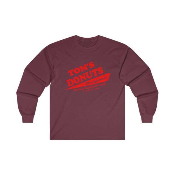 Tom's Donuts Unisex Ultra Cotton Long Sleeve Tee Red Logo